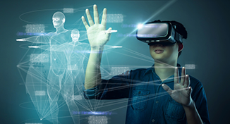 Imagen de  Niño usando tecnología de realidad virtual.