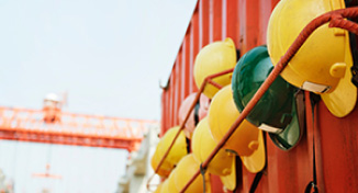 Imagen de  Hard hats on a wall